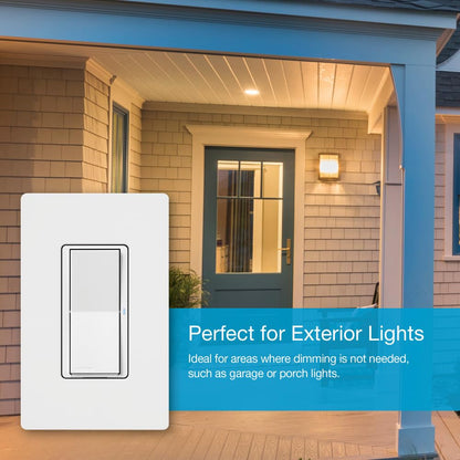 Lutron Claro Smart Light Switch for Caseta Lighting, for LED Lights, Fans, 5 Amp, Single-Pole/3-Way, Neutral Required, DVRF-5NSS-WH-2, White, 2 Pack