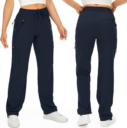 Women's Quick-Dry Hiking Pants - Lightweight UPF 50 Travel Cargo Pants with Zipper Pockets | Ideal for Golf & Safari
