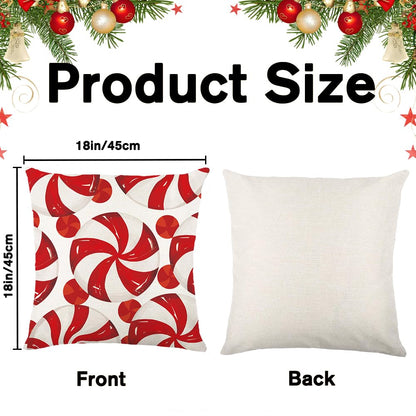 Heirloom Haven 4pcs Christmas Pillow Covers Decoration,18x18in Red Candy Pillow Case Merry Bright Holly Throw Pillow Covers Cushion Cases for Winter Holiday Seasonal Farmhouse Couch Sofa Home Decor