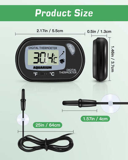 ZACRO 2 Pack Digital Aquarium Thermometer, Fish Tank Thermometer, Water Thermometer with Large LCD Display,Reptile Thermometer for Fish Tank Water Terrarium