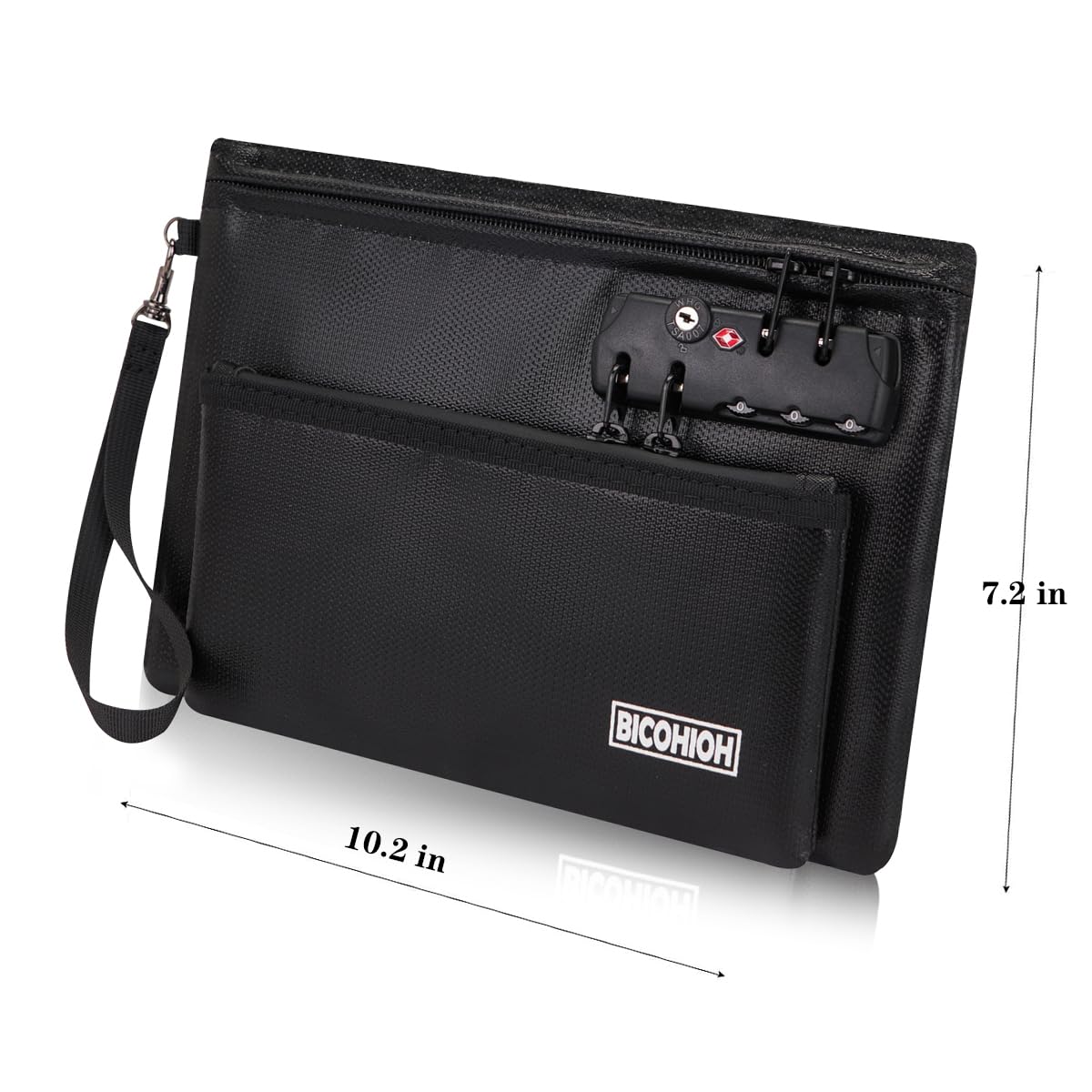 Fireproof Money Bag with Lock, Cash Bag Bank Bag for Cash, Valuable Storage Bag,Fireproof Safe Box Money Pouch with Zipper (BLACK, Small)