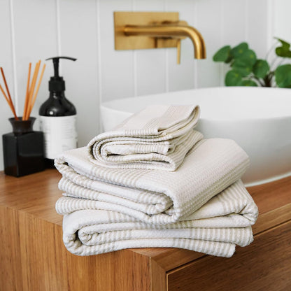 Dock & Bay Bath Towel - for Home - Quick Dry, Super Absorbent - Includes Bag - Geometric - Set (4), Large (160x70cm, 63"x28")