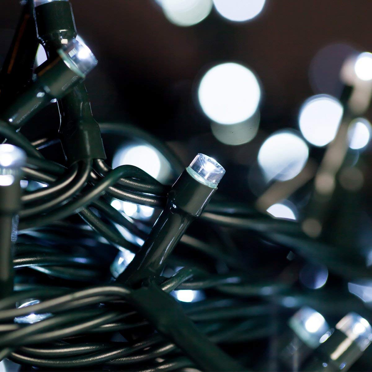 FULLBELL Black and White Christmas Decorations, Black Christmas Lights 33ft 100 LED with Memory Function, 8 Modes Gothic String Lights for Tree, Goth Home, Indoor Outdoor