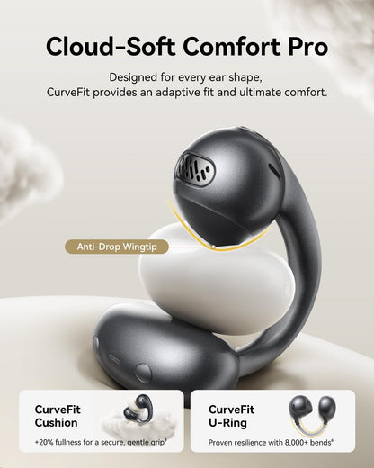 Baseus Bowie MC1 Pro Open Ear Clip-On Headphones, Hi-Res LDAC & HiFi4 Acoustic Sound, 5g Ultra-Lightweight Comfort, SuperBass 2.0, DNN 4-Mic AI Clear Calls, IP67 Waterproof, Bluetooth 6.0
