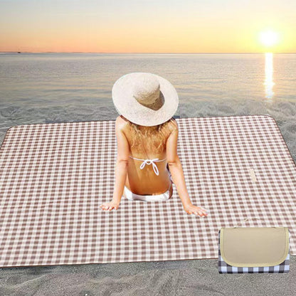 PUPOPIK Extra Large 80x80inch Outdoor Picnic Blanket, XL Foldable Waterproof Sand Beach Mat for Beach Camping Hiking Travel Family Concerts Portable Beach Blankets(Light Brown)