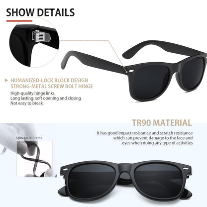 FEIDUSUN Sunglasses Men Polarized Sunglasses for Mens and Womens,Black Retro Sun Glasses Driving Fishing UV Protection