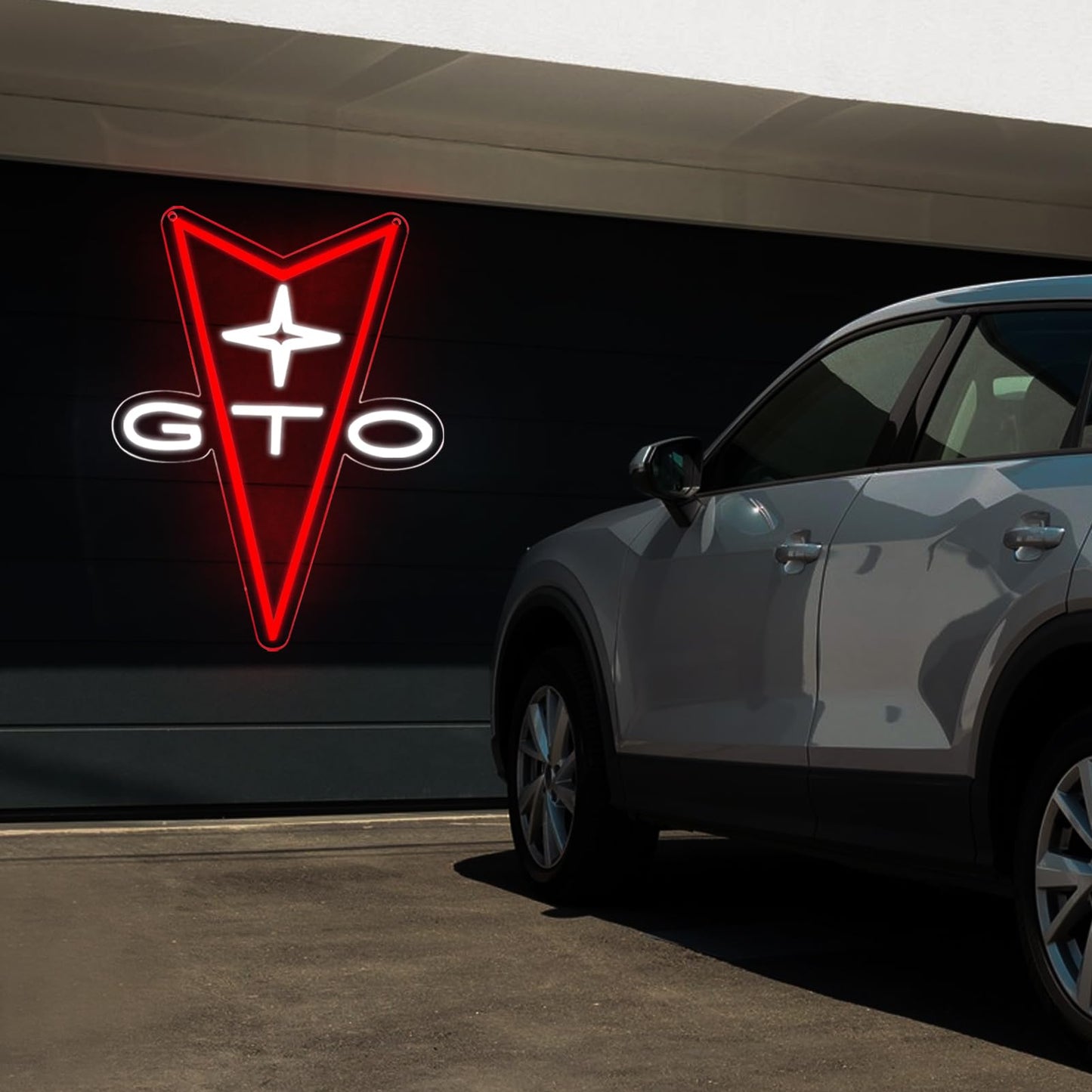 AHlove GTO Neon Car Signs for Store Wall Decor， Led Business Sign Suitable for Man Cave、Bedroom、Garage、Party, Birthday、Christmas Gifts for Boys 5V Power Adapter 16 * 12Inch(white+red)