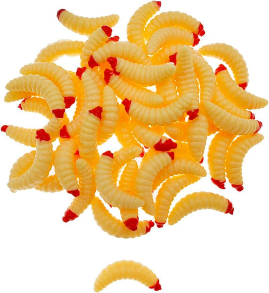 1-Inch Bass Fishing Worms Lures - Silicone Soft Maggot Baits | 50pcs Assorted Colors