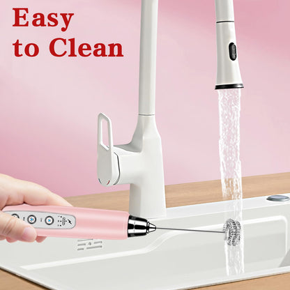 Milk Frother Handheld for Coffee, Electric Whisk 3 Speed Adjustable, Drink Mixer with Stainless 3 Whisks, Rechargeable Hand Frother Wand, Foam Maker for Latte Cappuccino Matcha Egg Silver