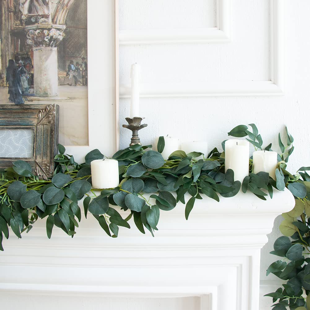 Apeair 3Pcs Fake Eucalyptus Vines, 6.5FT Silk Ivy Garland, Odorless Lush Green Leaves Artificial Hanging Plants, Boho Forest Greenery Decor for Home, Classroom, Wall,Party, Wedding Decoration