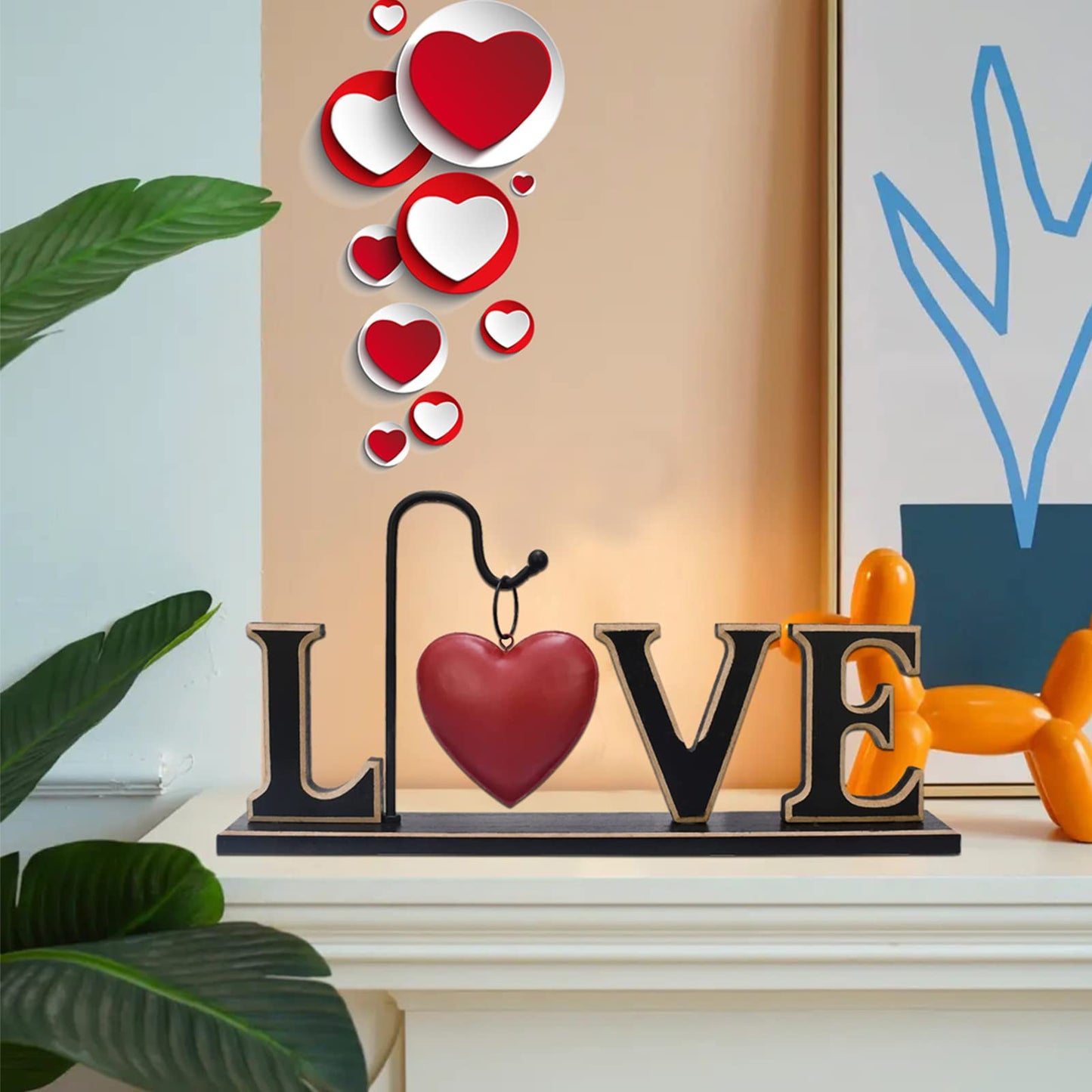 Rustic Wood Love Sign Table Top Decor Freestanding Cutout Block Letter Centerpiece Decorative Word Sign Shelf Mantel Fireplace Decor Wedding Christmas Mother's Day Gift