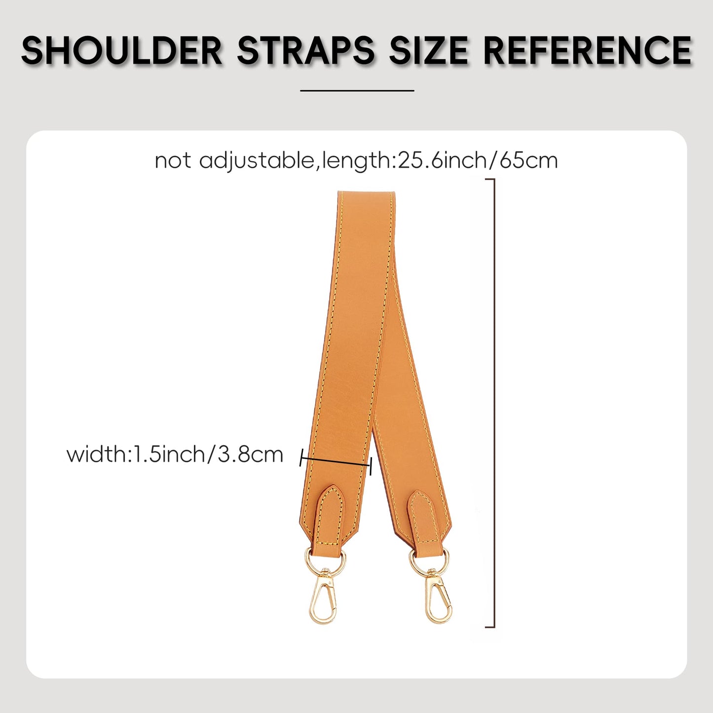 Doxo Vachetta Cowhide Replacement Purse Strap for Neverfull, 1.5" Wide 25.6" Long Leather Shoulder Strap with 2 Spring O-Rings, for LV Neverfull, Graceful, Speedy Tote Handbags, Beeswax
