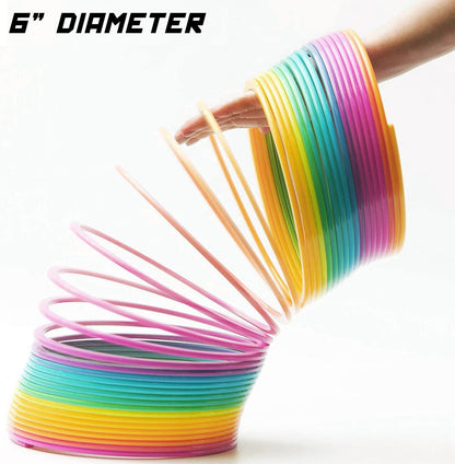 Liberty Imports 6" Jumbo Rainbow Coil Spring - Giant Classic Novelty Toy, Big Fun Large Magic Walking Magic Spring for Fidget and Stress Relief - Great Gift for Kids, Adults (Round)
