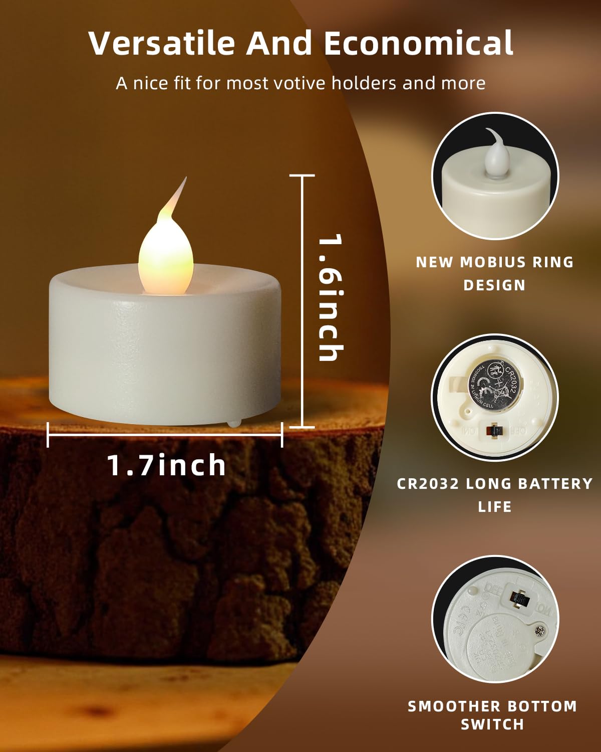 Tea Lights Candles Battery Operated, 12 Pack LED Tealight Candles, 1.7"x1.6" Ivory Votive Candles with Remote & Timer, Flameless Tealight Candles for Halloween Jack-O'-Lanterns, Christmas & Home Decor