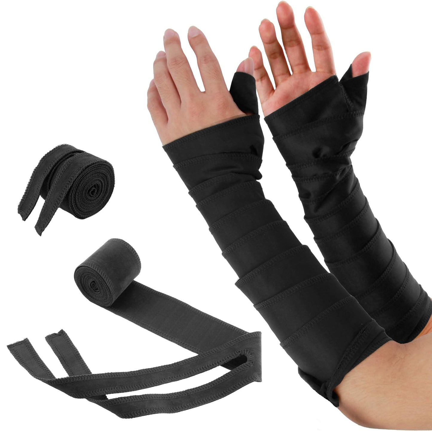 Renaissance Arm Wraps Medieval Faux Suede Bracers,Viking Hand Wraps, LARP Arm Guards Halloween Costume Accessorie (Black)