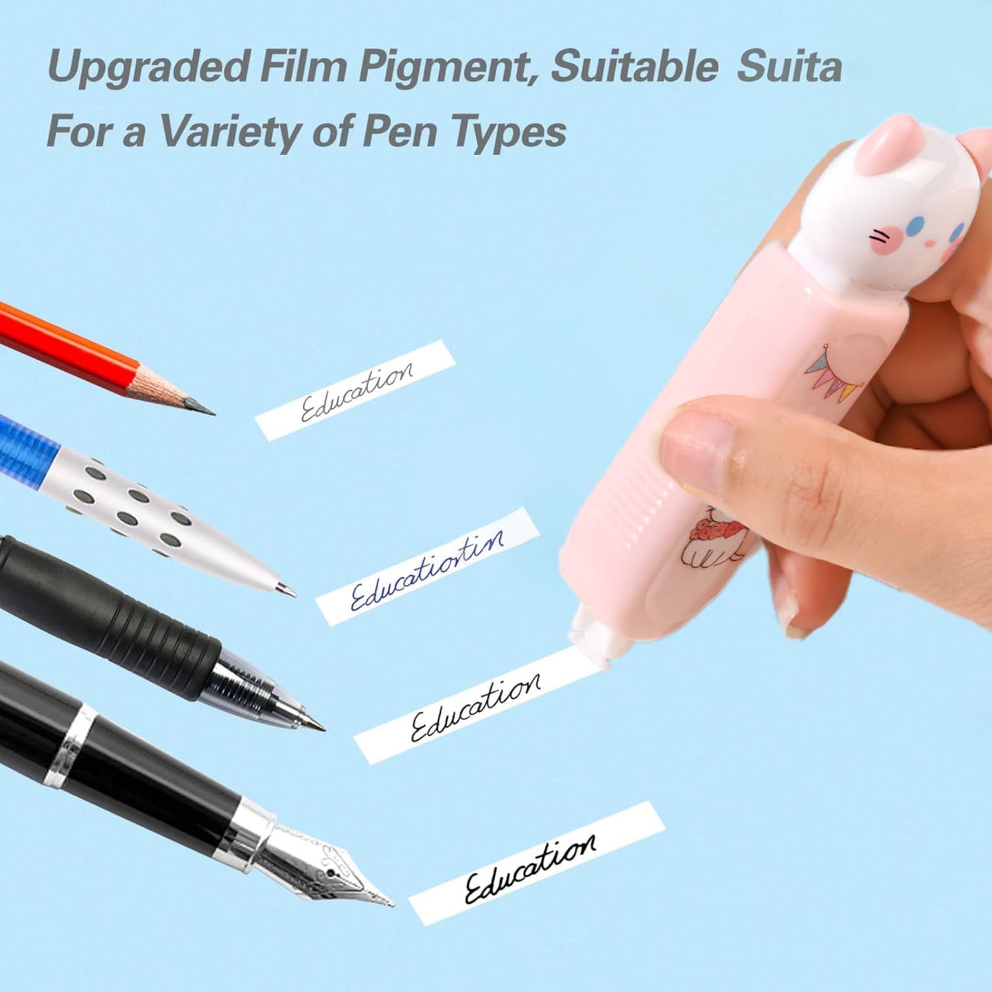 PANDENNER Correction Tape, Mini Retractable Correction Tape Pen, with Aesthetic Cute Cat Applicator,for Back To School Office Supplies.