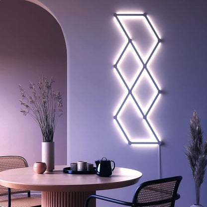 LED Smart Glide Wall Line Light, WiFi RGB LED Wall Lights for Gaming Room, 16M+ Colors, Music Sync, Compatible with Alexa and Google Assistant(9 Light Lines,White)