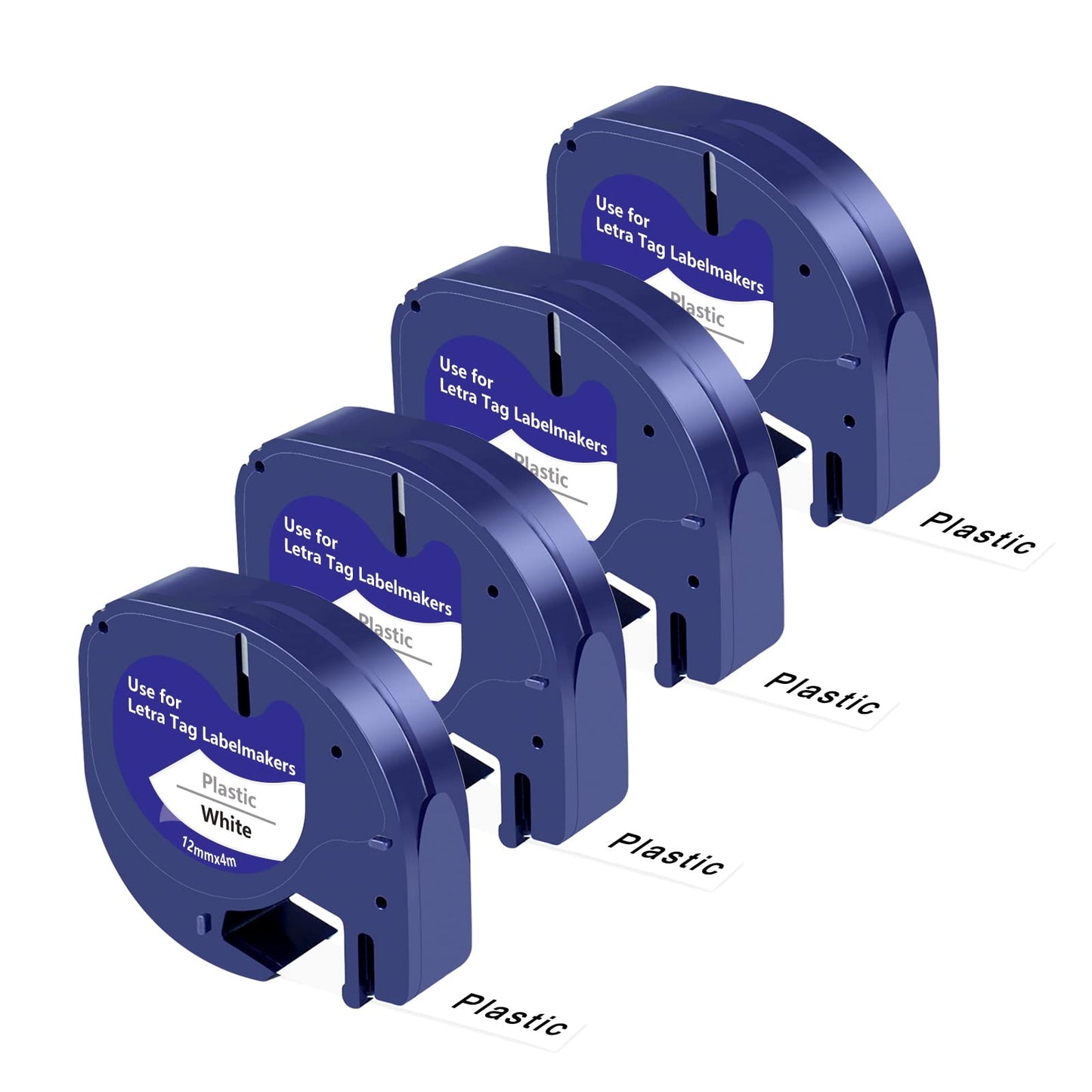 UNOKA Replacement for DYMO Letratag Waterproof Labels Refills White Plastic 91331(91201 S0721660), Black on White LT Label Tape for Dynamic Letra Tag LT-100T LT-100H QX50, 1/2" x 13' (12mm x 4m)