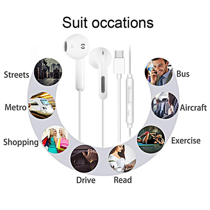 2 Pack USB C Headphones for iPhone 16/15 Pro Max/Plus, Wired Earbuds with Mic & Volume Control Type C Earphones Wired Headphones for iPhone 17 pro max Samsung Galaxy S23/S22/S21