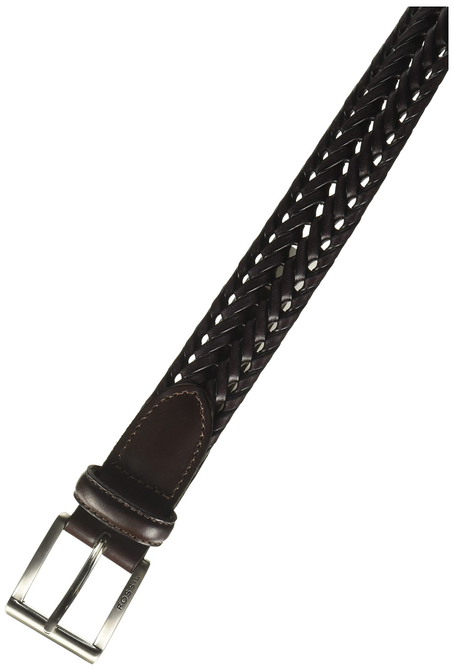 Fossil Men's Myles Leather Casual Jean Every Day Braided Woven Belt, Size 36, Myles Cognac Brown