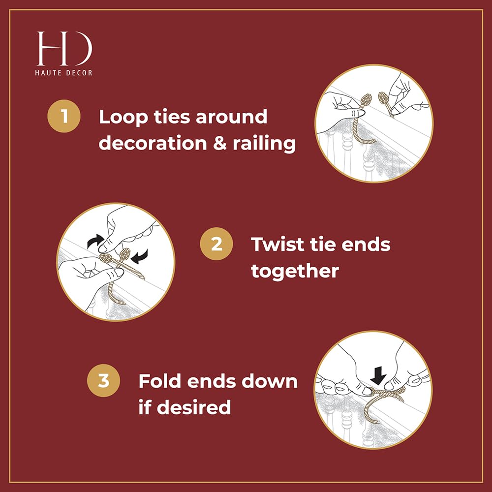 Haute Decor Decorative Twist Ties, 6 Pack, 20 inches (Red)