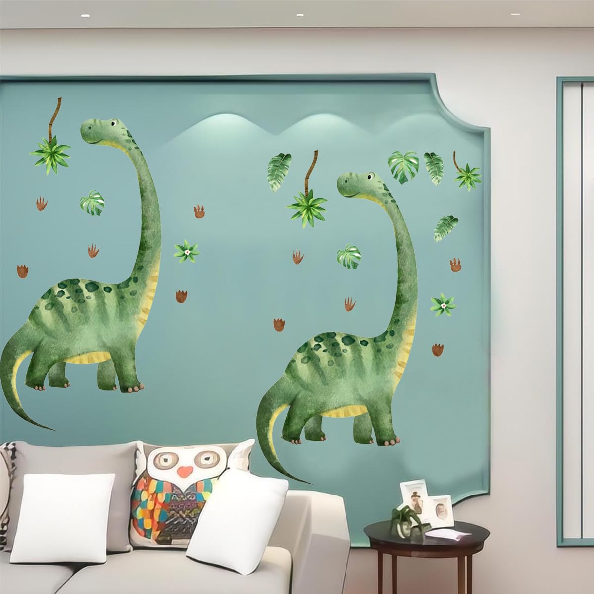 Lotusamber Large Dinosaur Wall Decals for Boys Bedroom Dino Footprint Neutral Wall Stickers Baby Nursery Kids Boys Toddler Playroom Classroom Home Decor Wall Decor Gifts for Kids