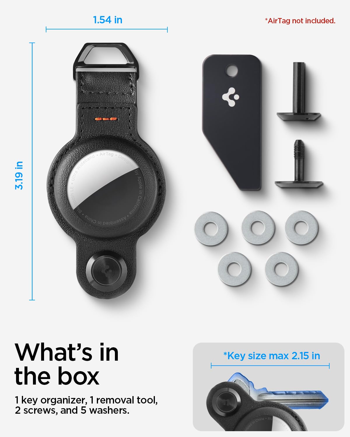 Spigen Valentinus Pro AirTag Key Organizer Designed for AirTag 2nd Gen (2026) & 1st Gen Case, Holder, Keychains, Key Ring Up to 5-6 Keys (Device Not Included) - Black