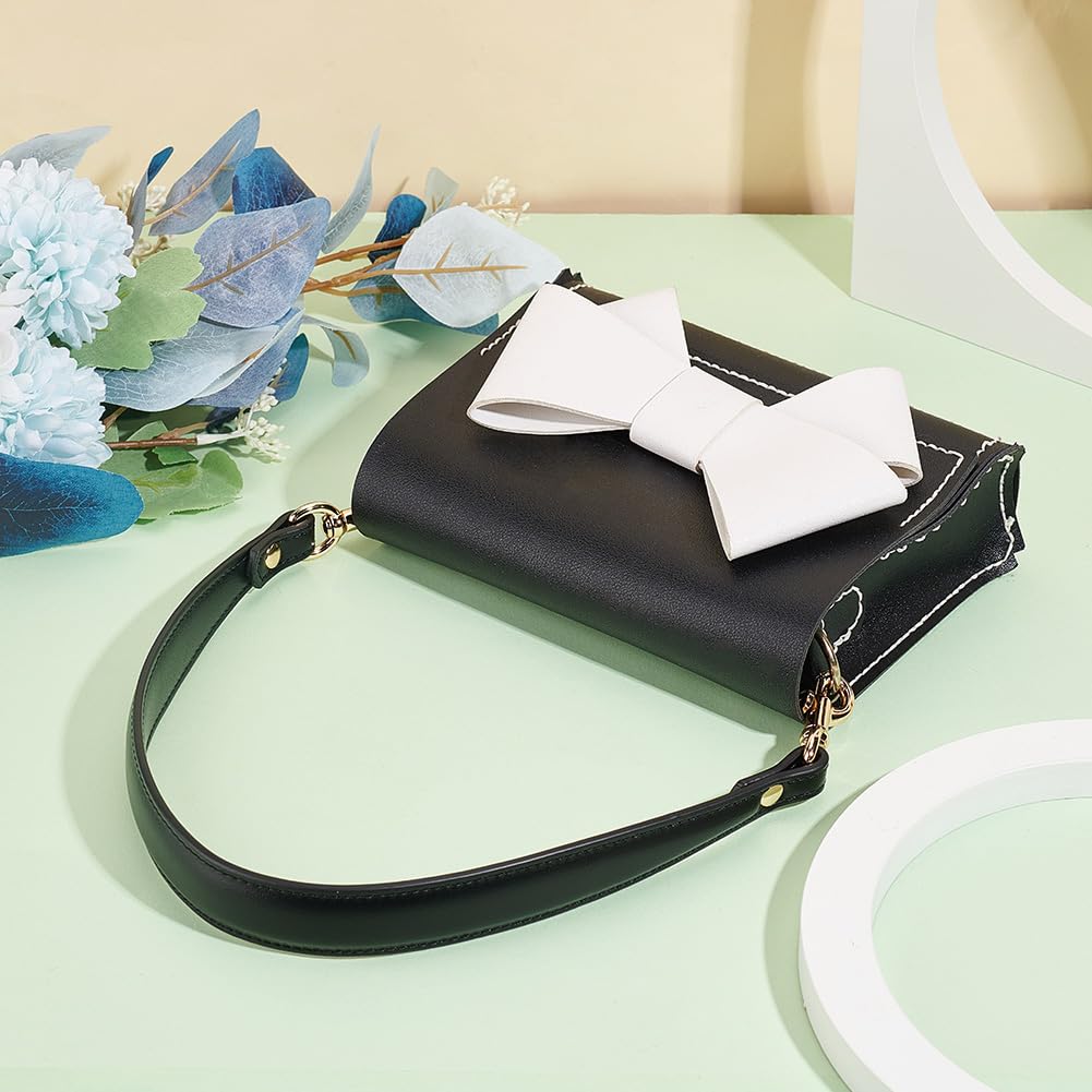 PH PandaHall Black PU Leather Purse Strap, 20 Inch Bag Handle 1 inch Wide Handbag Strap Bag Strap with Golden Buckles for Handbag Tote Briefcase Wallet DIY Handbags Making Underarm Bags