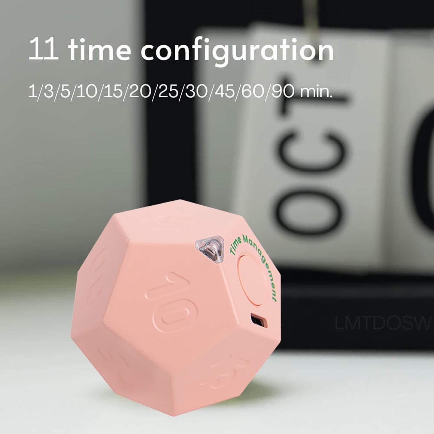 BEBESIRI Mini 12 Sided Cube Timer, 11 Preset Times Pomodoro Timer for Enhanced Productivity. Ideal for ADHD Management, Workout, Study & Kitchen Cooking. Easy to Use (Pink)