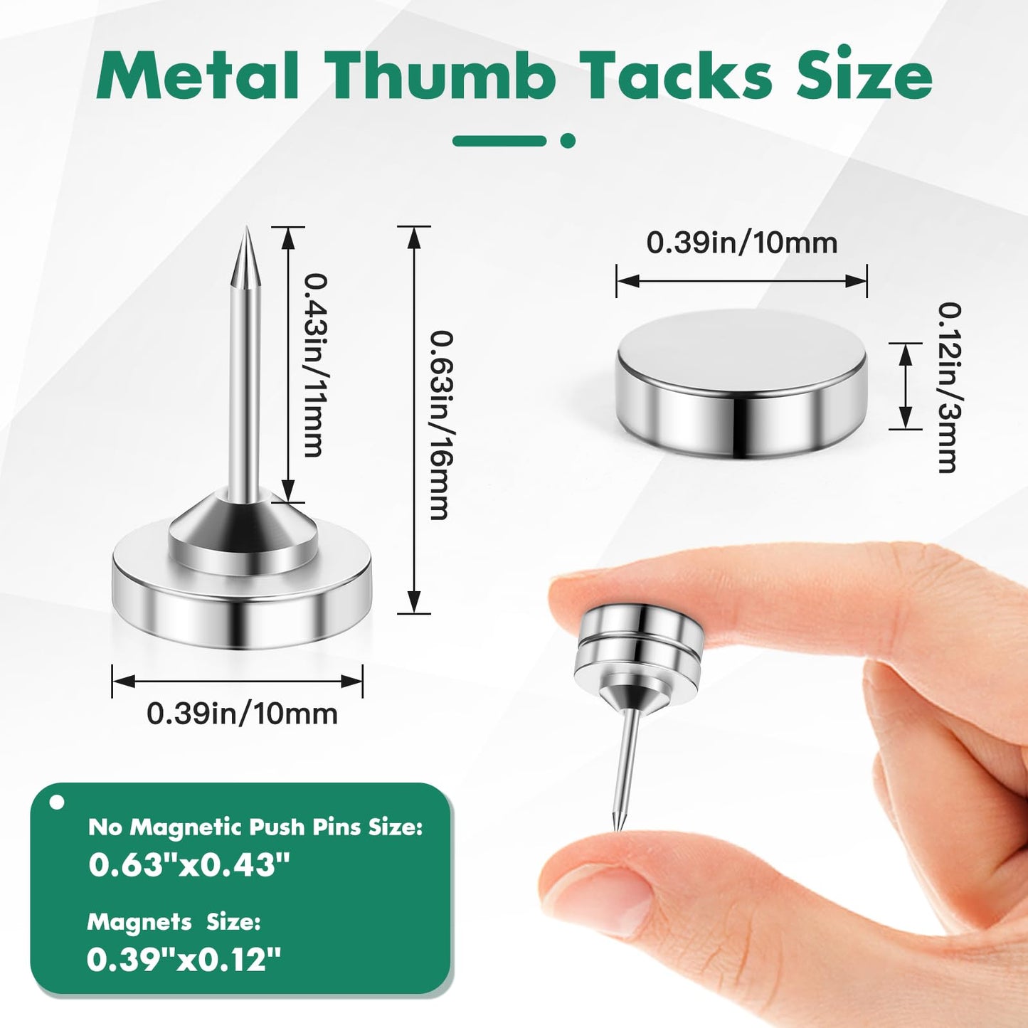 GOOLADA 50 Sets of Magnetic Push Pins,Silver Magnetic Tacks,Thumbtacks for Hanging, Metal Tacks and Push Pins Magnets for Cork Board, Poster Hangers, Thumb Tacks for Wall Bulletin Boards Decorative