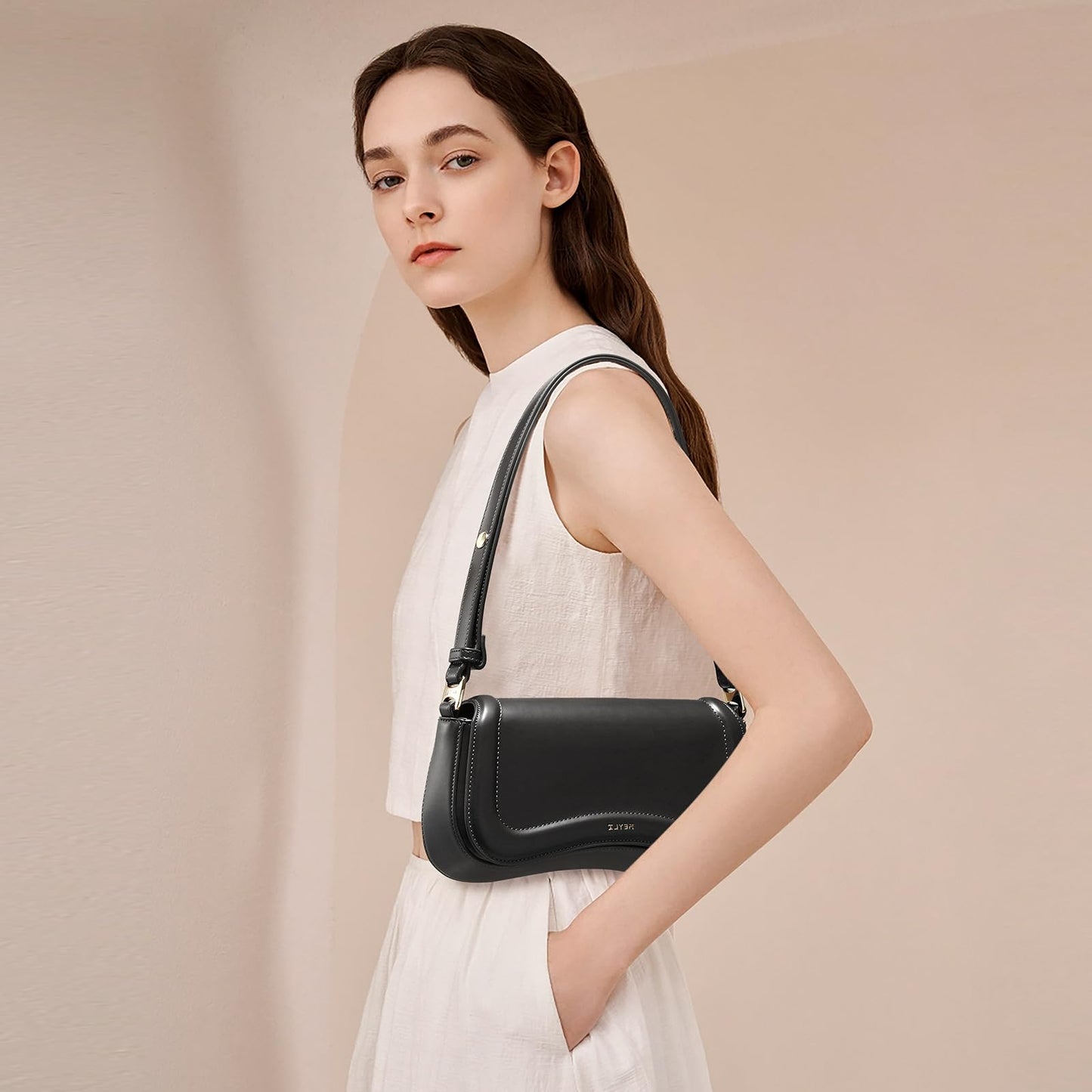 Keyli Shoulder Bag for Women mini Crossbody Purses Retro Classic Handbag Waterproof Vegan Leather Clutch Tote Hobo Purse Designer Bags with Adjustable Strap Black