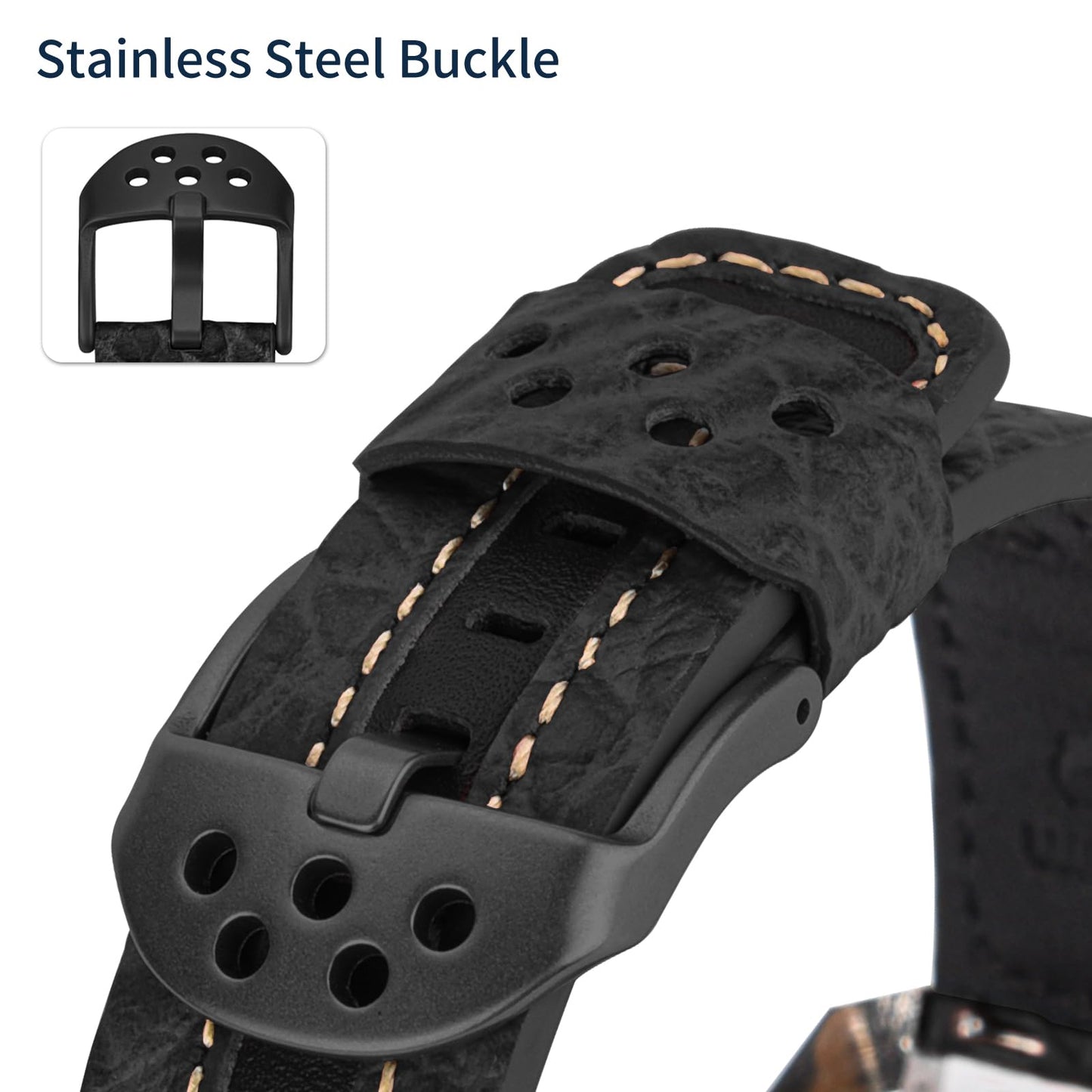 Wristitani Leather Watch Band for Men, 20mm 22mm Top Genuine Leather Watch Strap - Quick Release Watch Band Vintage Wristband Suitable for Classic Quartz Mechanical Smartwatches
