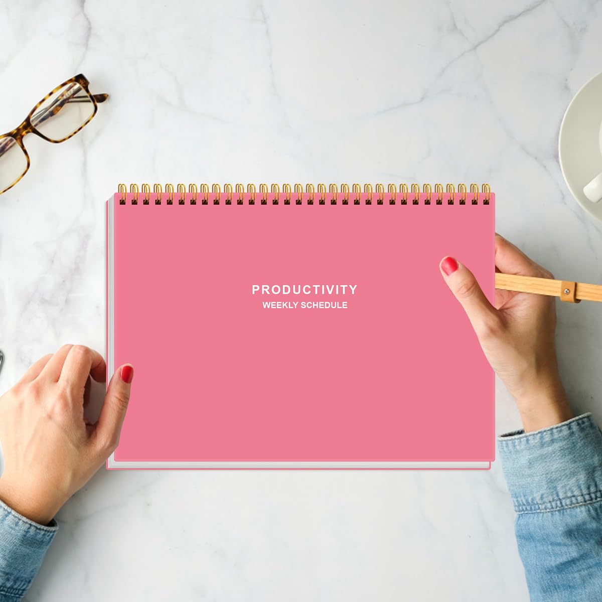 Weekly Productivity Planner - 8" x 11" Dashboard Desk Pad/Planner, Habit Tracker, Spiral Undated Weekly Planner for Office/School/Home, 54 Weeks, Pink