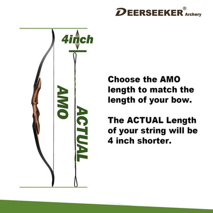 Deerseeker Archery Bowstring Set with 2 Nocking Points Dacron Recurve Bow String Replacement 12, 14, 16 Strands for Traditional Longbow Bow Shooting 48-70 inches（Red, 1pcs）