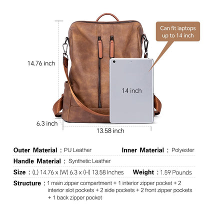 CLUCI Leather Backpack Purse for Women Convertible Large Travel Ladies Designer Fashion Casual Shoulder Bag