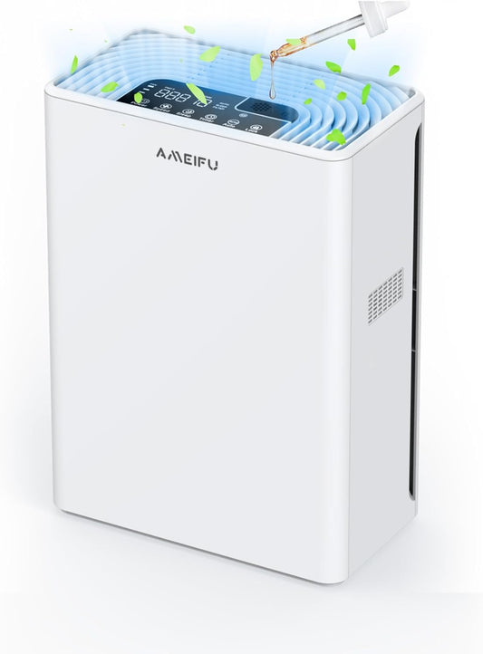 AMEIFU Air Purifiers for Home Large Room up to 2300sq.ft, H13 True Hepa Air Purifiers for Pets Hair, Dander, Smoke, Pollen, 3 Fan Speeds, 5 Timer Air Cleaner