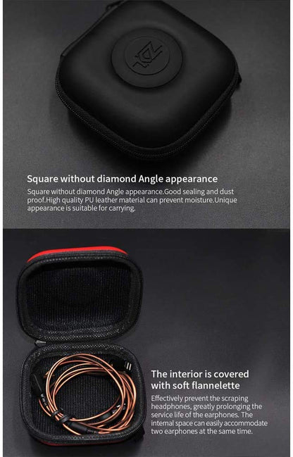KZ Earphone Case Zipper Headphone Bag USB Cable Accessories Pouch for KZ ZS10 Pro ZSN ED9 ZST Protective Storage Portable Earbuds Carrying Box (2 Pieces Black)