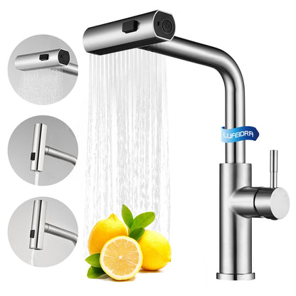 Kitchen Faucet with Pull Down Sprayer, High Arc Single Handle Stainless Steel Kitchen Sink Faucet with Sprayer for Rv Camper, Matte Black
