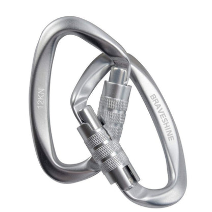 BRAVESHINE Heavy-Weight Carabiner - 2 Pack D Ring Snap Keychain Locking Caribeaner Clips - 12KN Aluminum Screws Buckle Carabiner Hook for Men Women Key Keychains, Water Bottle, Dog Leash - Silver
