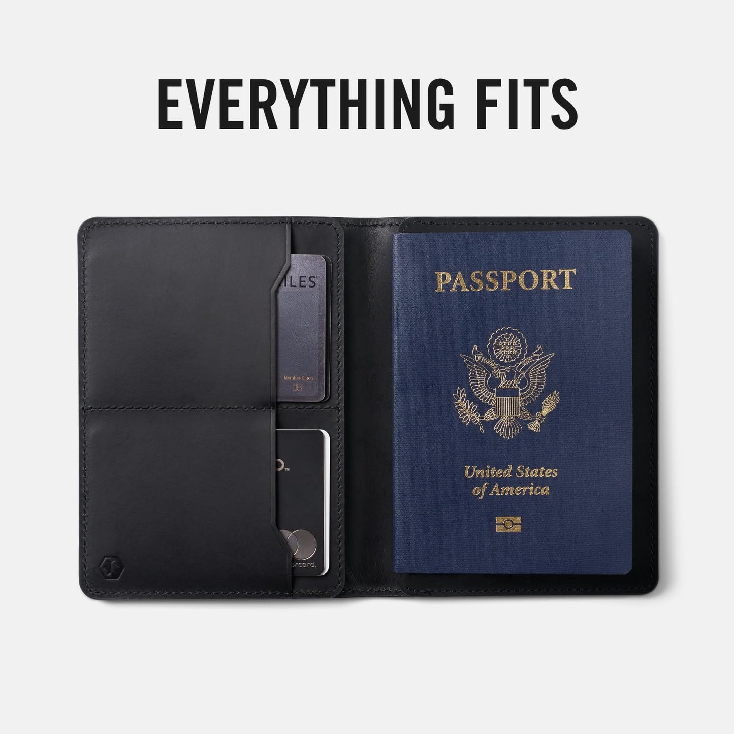 Ridge Passport Holder - Leather Travel Wallet, RFID Protection, Holds Passport, 6 Credit Cards, Folded Cash, And a Boarding Pass (Midnight Black)