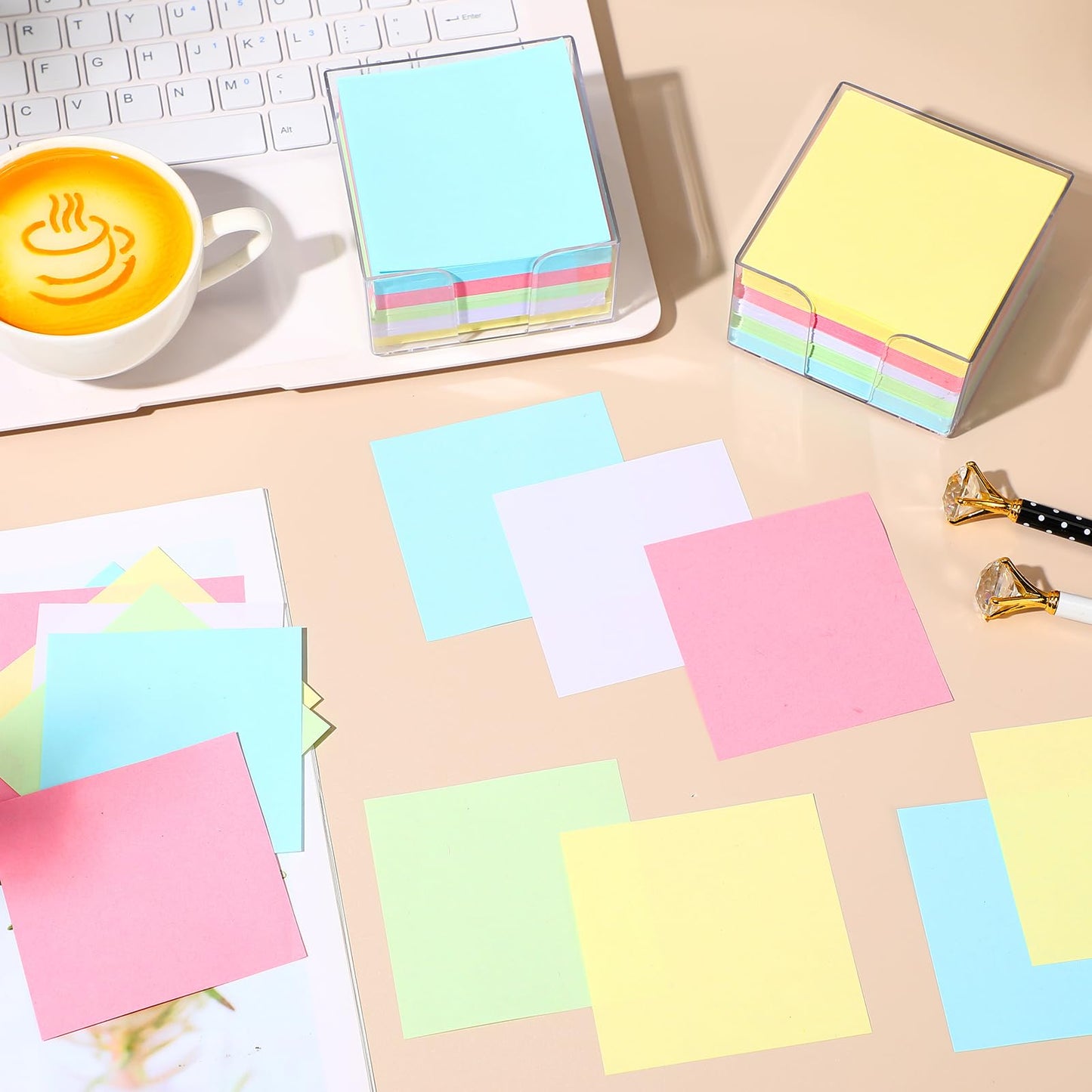 Resurhang 1000 Pieces Small Note Pad 3.4 Inch x 3.4 Inch Square Memo Cube Refill Memo Pads with Cube Non Sticky Mini Paper Reminders Office Writing Supplies Crafts(Pastel Colors)