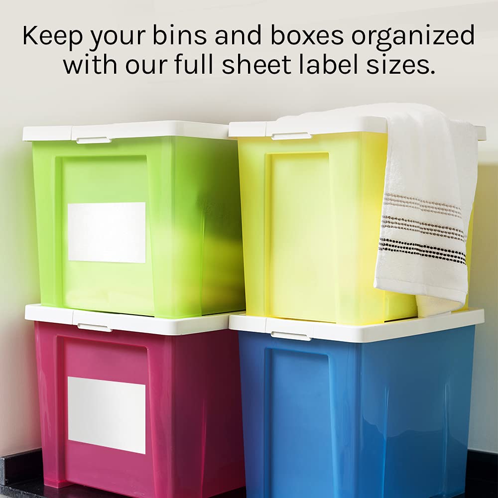 Premium Label Supply White Sticker Full Sheet Shipping Labels – 8.5" x 11" – Laser/Inkjet Compatible – (1 per Sheet), 25 Sheets - Letter Size