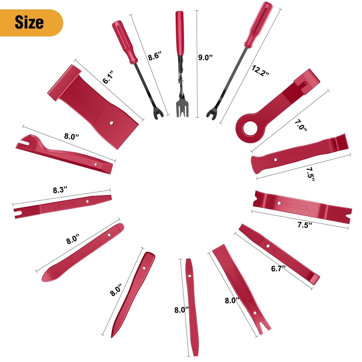 GOOACC 330Pcs Trim Removal Tool, Auto Push Pin Bumper Retainer Clip Set Fastener Terminal Remover Tool Adhesive Cable Clips Pry Kit Car Panel Radio Removal Auto Clip Pliers, Red