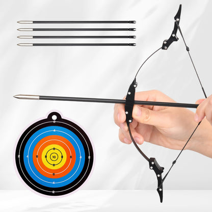 9.4inch Mini Lever Bow Recurve Bow Stainless Steel Includes 4 Arrows and Target Paper