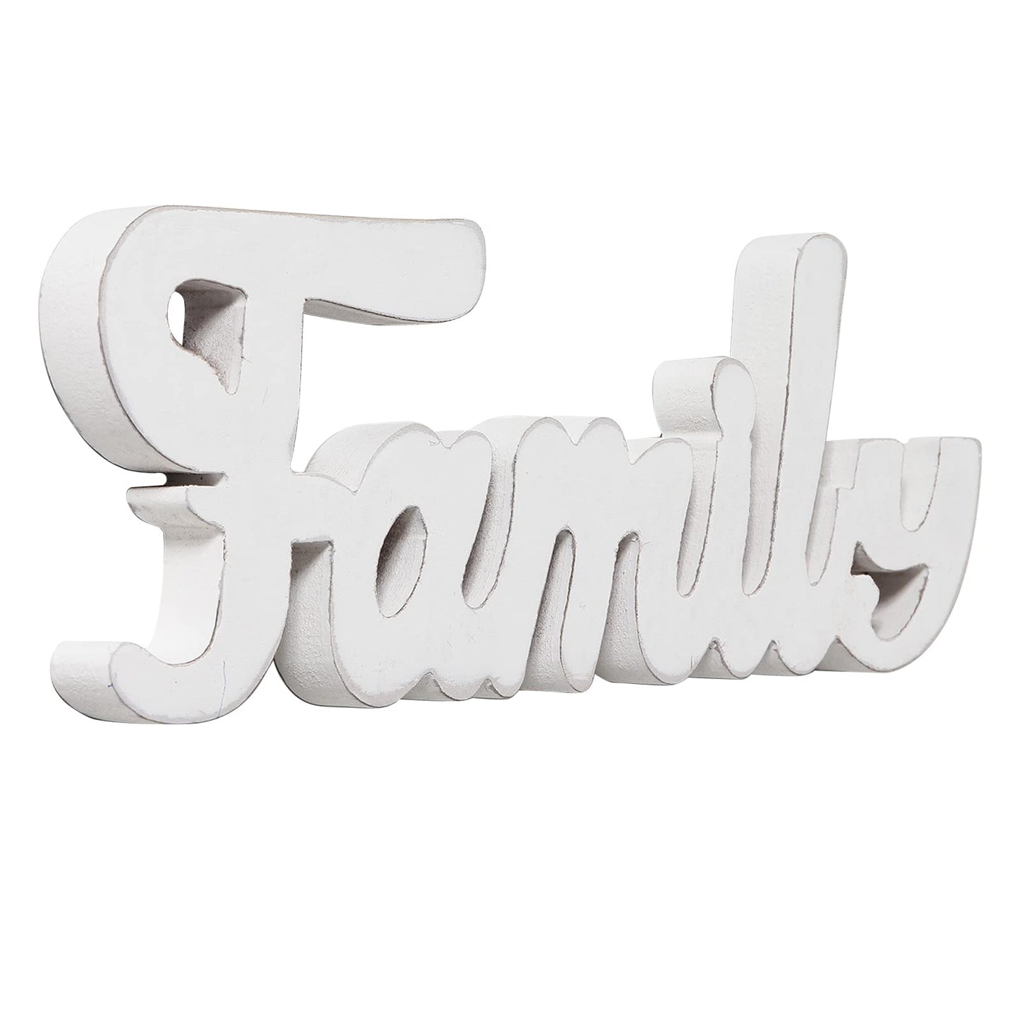 Sintosin Rustic Wooden Family Signs for Home Decor Wall 15", Farmhouse Distressed White Christmas Tabletop Decor Signs, Fireplace Mantle decor, Thanksgiving Family Wall Decor for Living Room