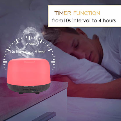 Oil Diffuser Humidifier 300ML,Electric Ultrasonic Air Aroma Diffusers Vaporizer,Scent Mist Defuser with Remote,Auto-Off,7led Color Changing Light for Large Bed Room,Home,Office