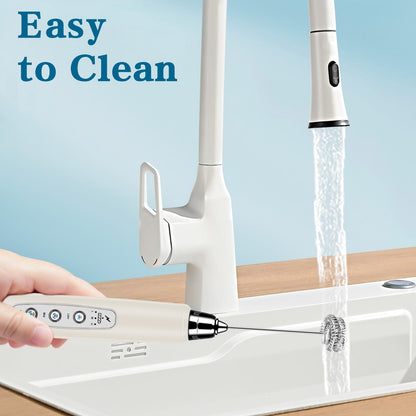 Milk Frother Handheld for Coffee, Electric Whisk 3 Speed Adjustable, Drink Mixer with Stainless 3 Whisks, Rechargeable Hand Frother Wand, Foam Maker for Latte Cappuccino Matcha Egg Silver