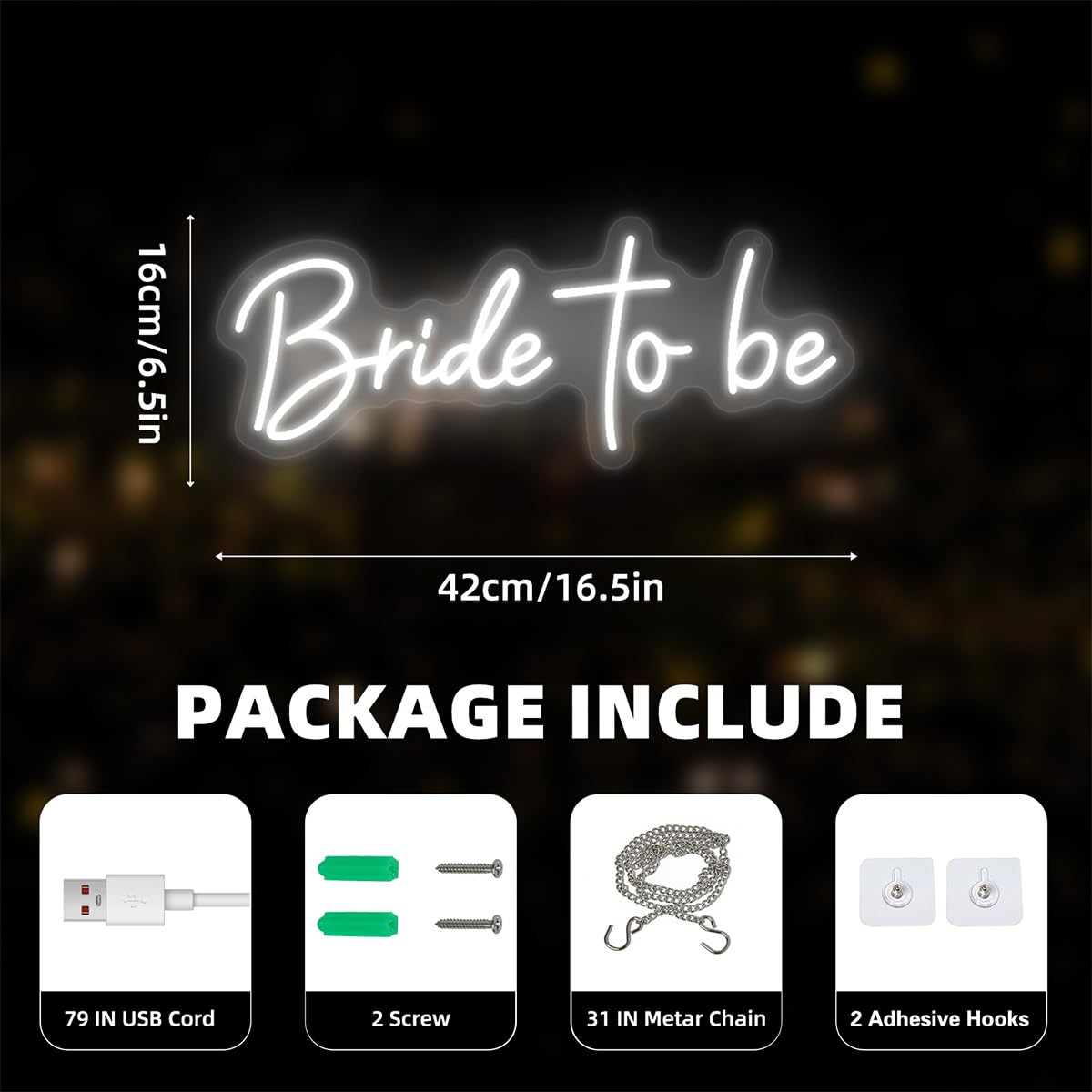 Bride to be Neon Sign,Dimmable LED Wedding Light Up Sign,Bachelorette Party Decorations Backdrop Neon Light for Bride, Bridal Shower Decor, 16.5 x 6.5 inch