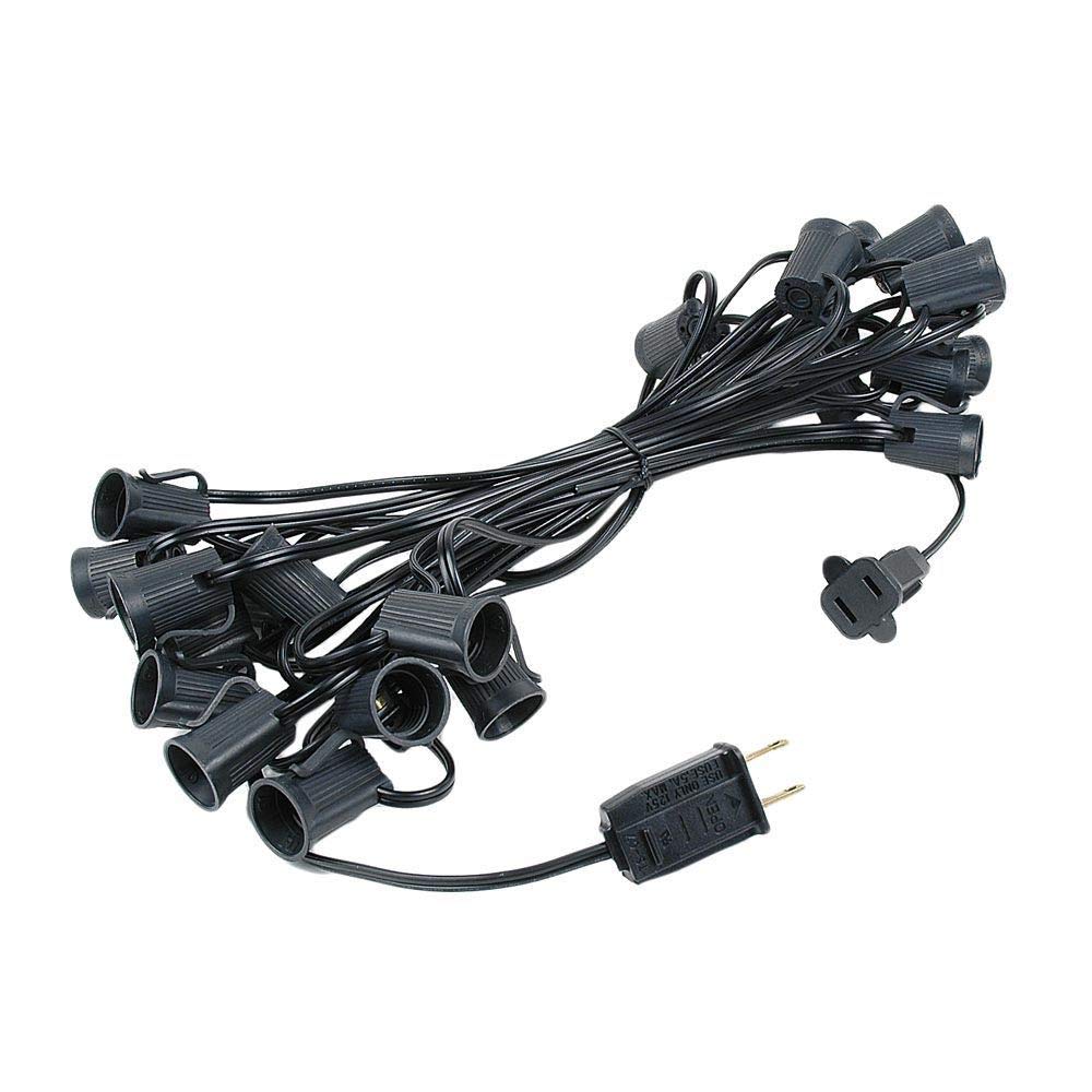 Novelty Lights Multi Hanging Ceramic Christmas String Lights - Retro Fit Traditional C9 Indoor/Outdoor Light Set w/ 25 Mini Bulbs for Roof Lines, Patios & More (Black Wire, 25' Long)