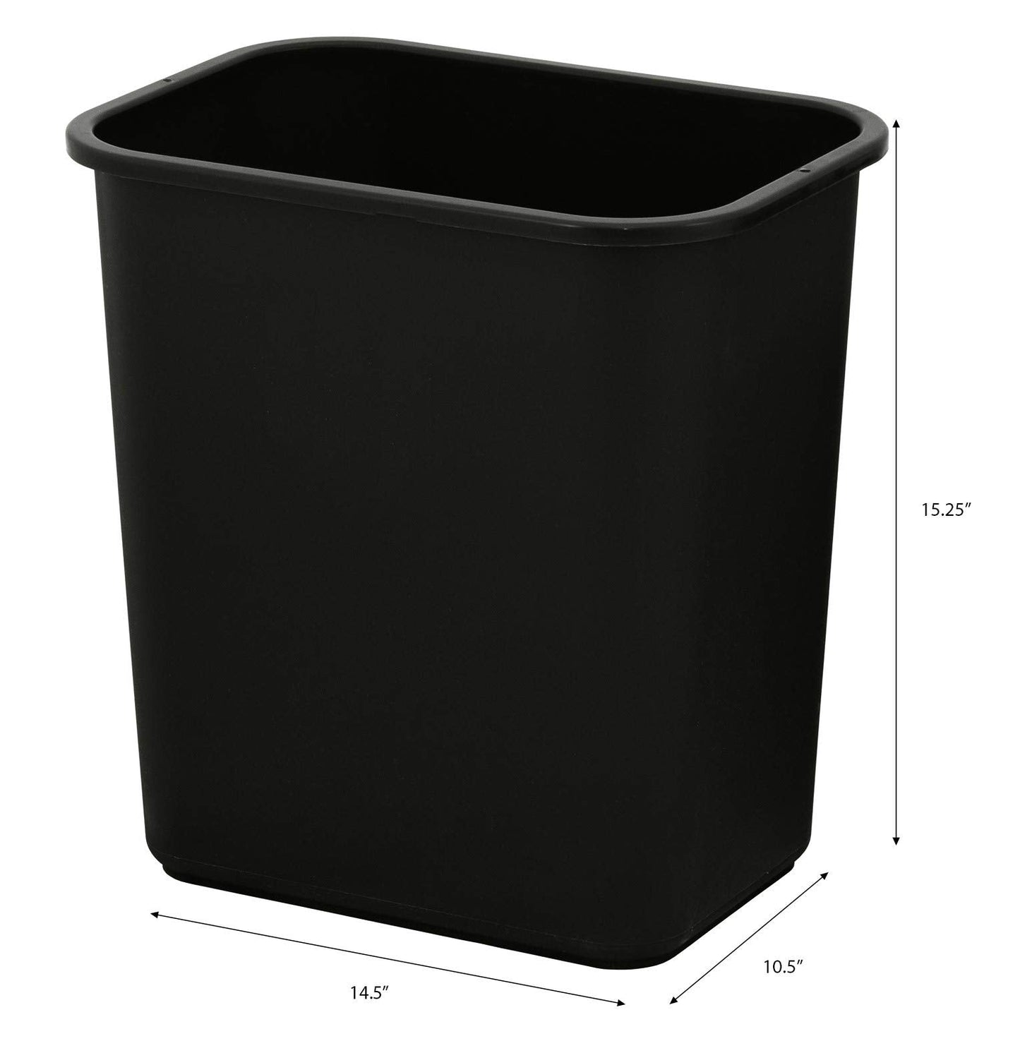 United Solutions 7 Gallon / 28 Quart Space Saving Trash Wastebasket, Fits Under Desk and Small, Narrow Spaces in Commercial, Kitchen, Home Office, and Dorm, Easy to Clean, Black, (WB0338) (Pack of 2)